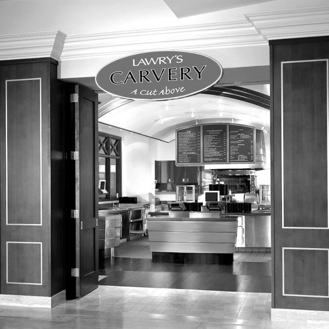 The entrance to Lawry's Carvery in South Coast Plaza