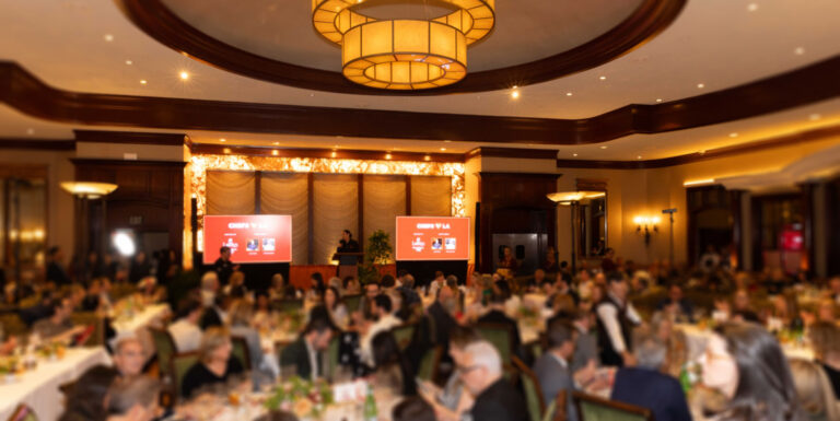 A corporate private event hosted at Lawry's The Prime Rib steakhouse in Beverly Hills