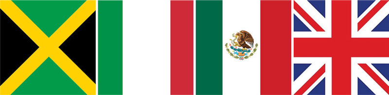 Flags from various countries representing cocktails served in Las Vegas