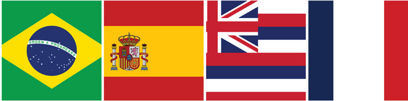 Flags from various countries representing cocktails served in Las Vegas